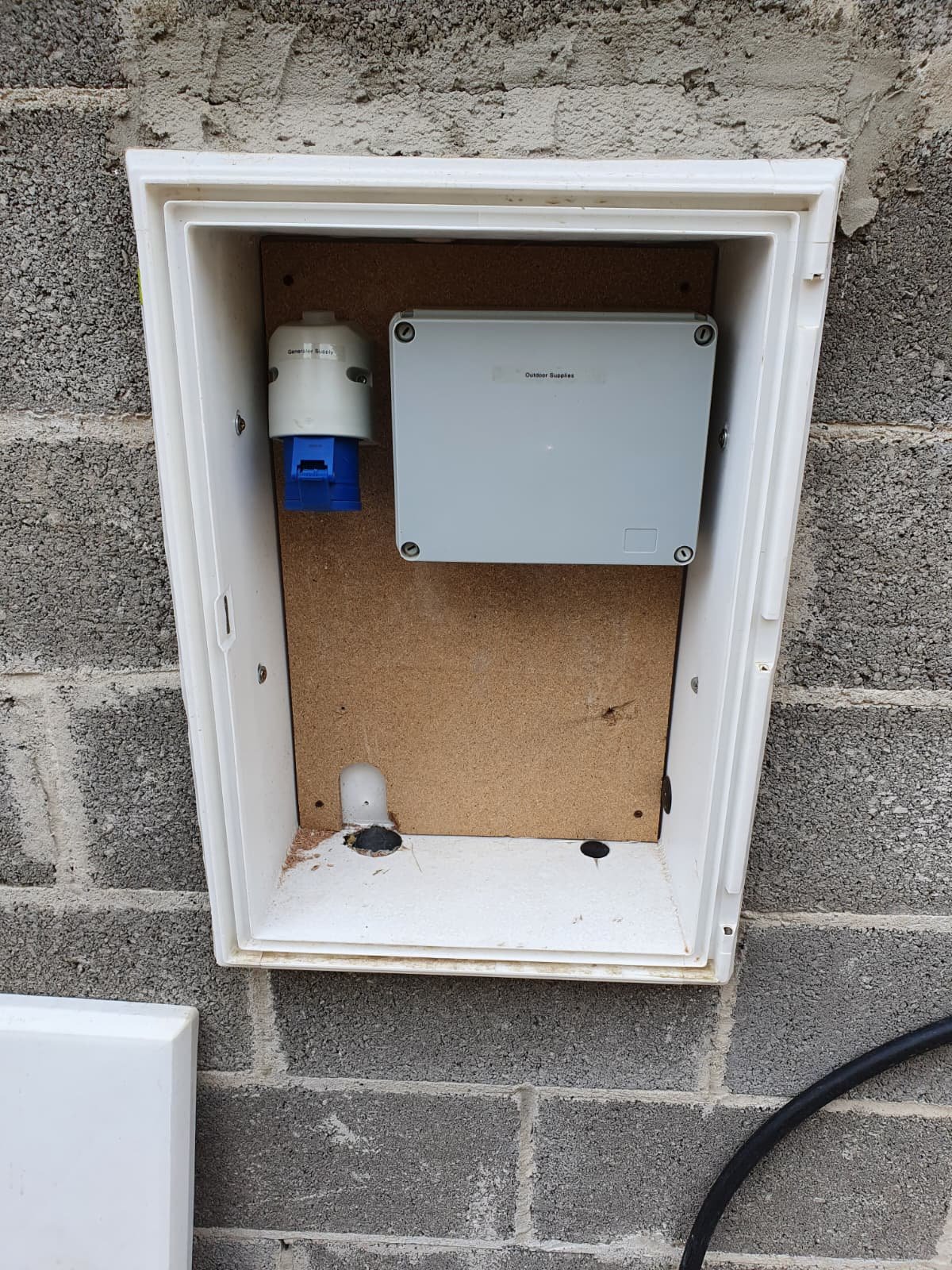 Completed external electrical supply box